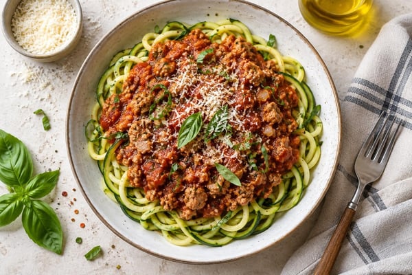 Spiralized Zucchini Turkey Bolognese Spiralized Zucchini Turkey Bolognese recipe from Counter Carb Kitchen
