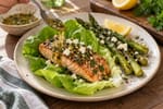 Lettuce-Wrapped Garlic Herb Salmon with Asparagus recipe from Carb Smart Table