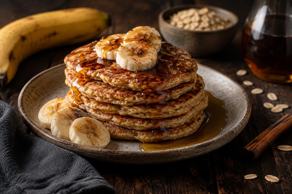 Banana Oat Blender Pancakes Banana Oat Blender Pancakes recipe from Little Bites Kitchen