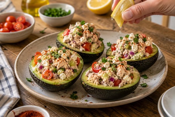 No-Bun Avocado Tuna Salad Boats recipe from Carb Smart Table