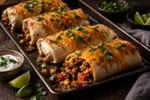 Tray Smoky Black Bean Veggie Burritos recipe from Sunday Box Kitchen