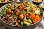 Loaded Edamame Crunch Tofu Bowls recipe from Macro Plate Co.