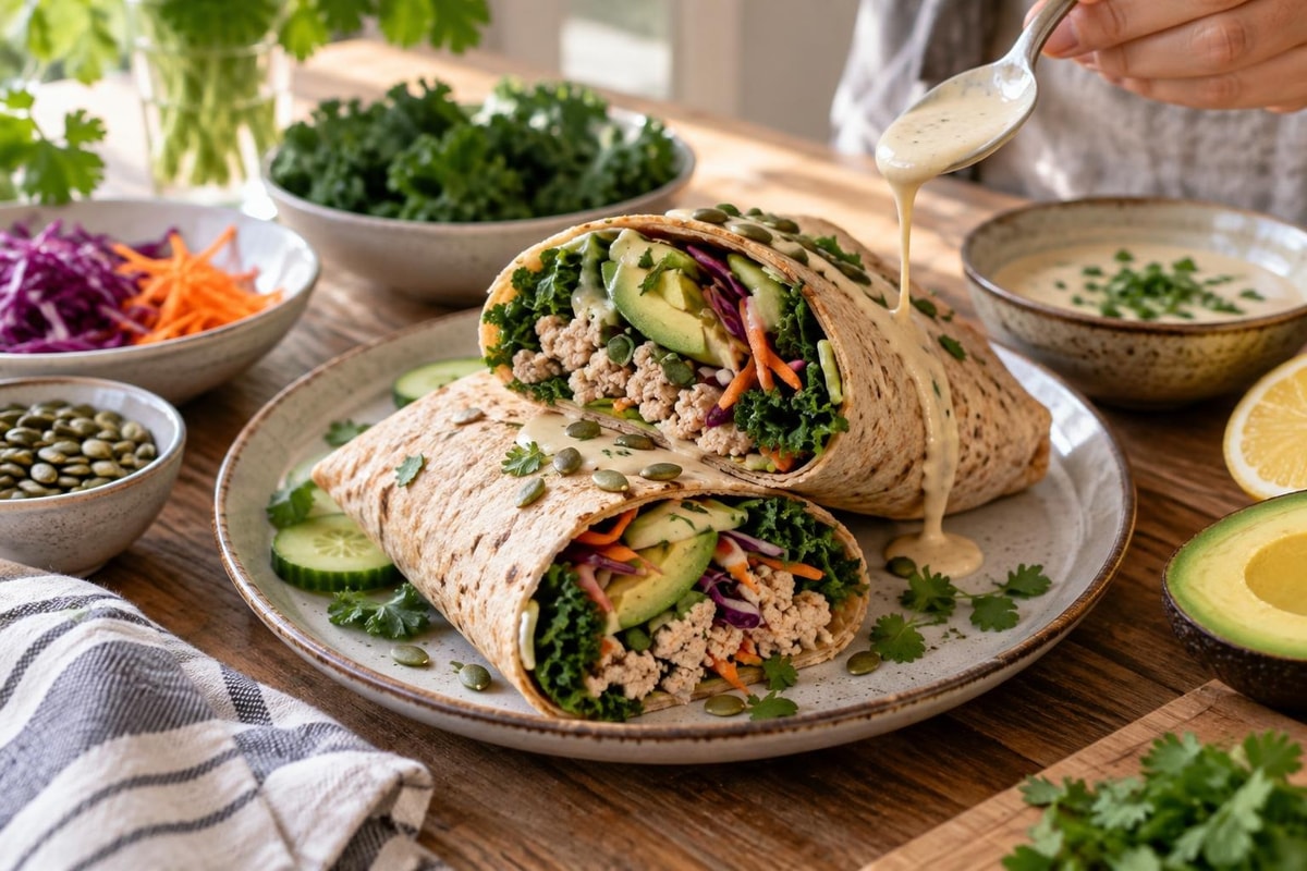 Glow Avocado Kale Turkey Wraps Dinner Glow Avocado Kale Turkey Wraps Dinner recipe from Bright Balance Kitchen