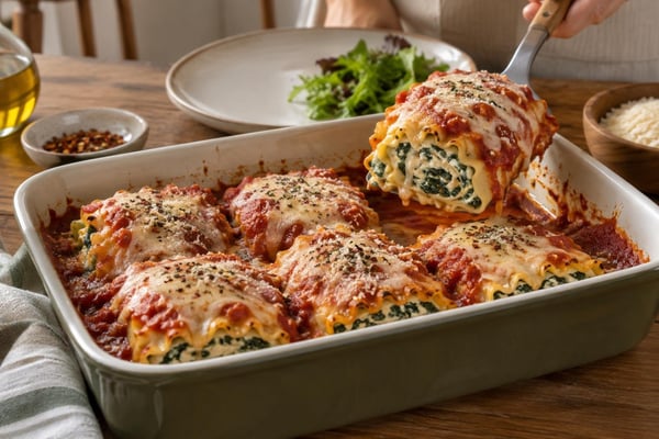 Spinach Lasagna Roll-Ups recipe from Freezer Meals Hub
