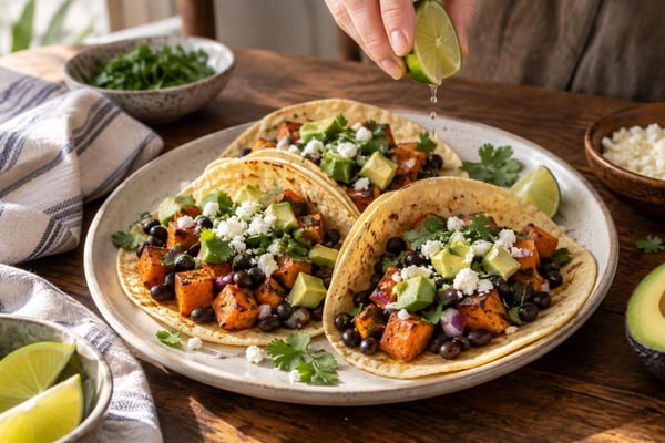 Sweet Potato Black Bean Tacos Sweet Potato Black Bean Tacos recipe from Verdigrain Table
