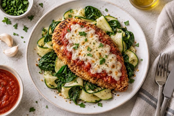 Crispy Garlic Chicken Parmesan Light Crispy Garlic Chicken Parmesan Light recipe from Counter Carb Kitchen