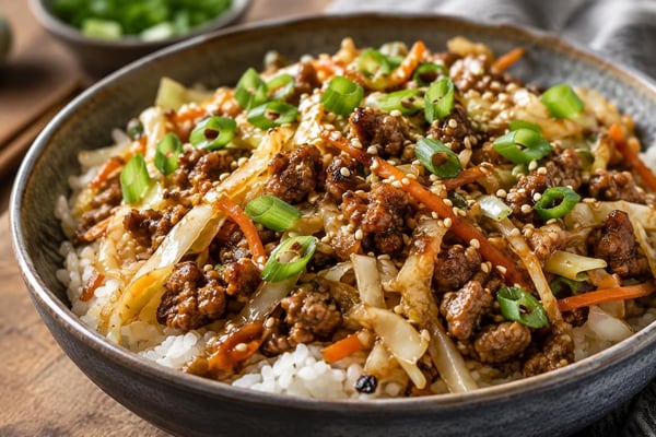 Weeknight Egg Roll Skillet Dinner recipe from Quarter Hour Table