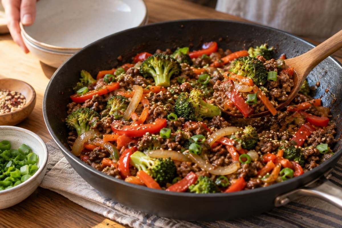 Ground Beef Stir Fry recipe from The Snap Skillet