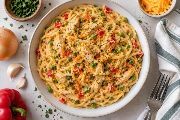 Chicken Spaghetti Chicken Spaghetti recipe from Sunrise & Crumb