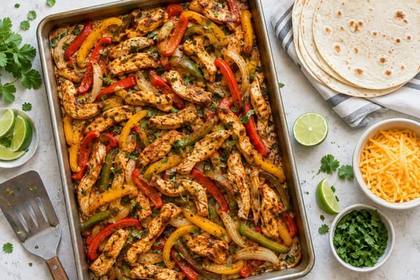 Sheet Pan Chicken Fajitas recipe from The Snap Skillet