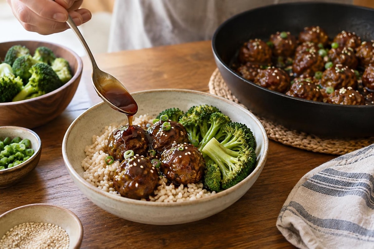 Teriyaki Meatballs Teriyaki Meatballs recipe from Derek's Table