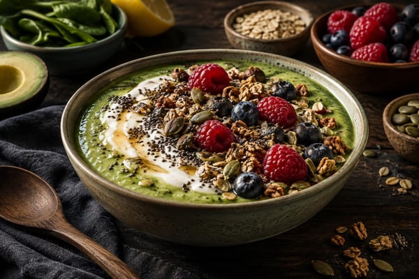Nutrient-Dense Green Smoothie Yogurt Breakfast Bowls recipe from Bright Balance Kitchen