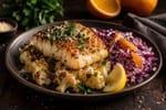 Cauliflower Pan-Seared Cod with Citrus Slaw recipe from Carb Smart Table