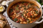 One-Pot Sun-Dried Tomato White Bean Soup recipe from Crossroads Kitchen