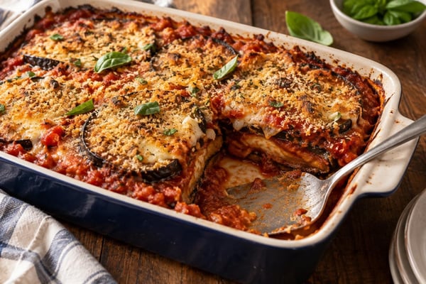 Eggplant Tomato Casserole Tray recipe from Sabbath Table Studio