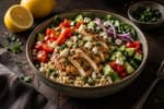 Garden Sunshine Chicken Brown Rice Bowls recipe from Bright Balance Kitchen