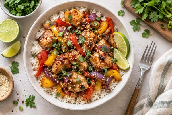 Sheet-Pan Honey Lime Chicken Rice Bowls Sheet-Pan Honey Lime Chicken Rice Bowls recipe from Crossroads Kitchen
