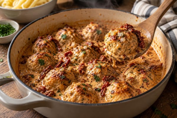 Marry Me Chicken Meatballs recipe from Hearthday Table