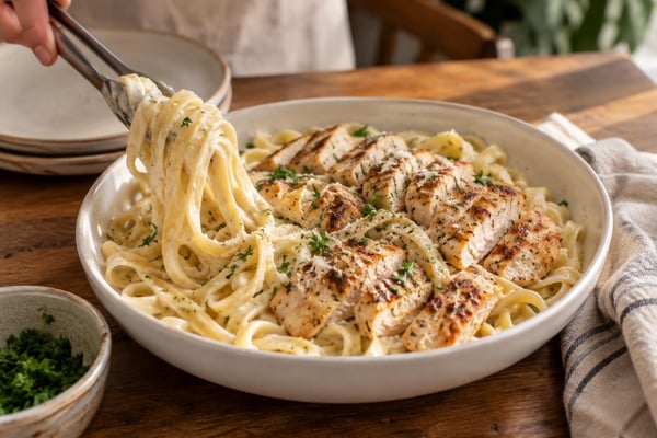 Chicken Alfredo recipe from Hearthday Table