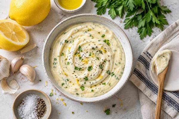 Lemon Garlic Aioli recipe from The Frosted Fork