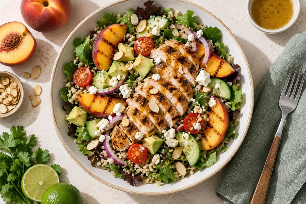 Glow Grilled Peach Chicken Salad Glow Grilled Peach Chicken Salad recipe from Bright Balance Kitchen