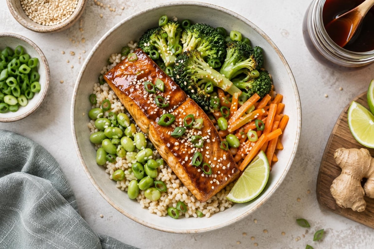 Teriyaki Salmon Bowls Teriyaki Salmon Bowls recipe from Derek's Table
