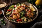 Grilled Quinoa Shrimp Primavera Bowl recipe from Macro Plate Co.