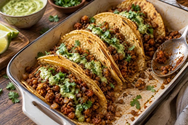 Smoky Lentil Walnut Tacos recipe from Pure Fork Plant Lab