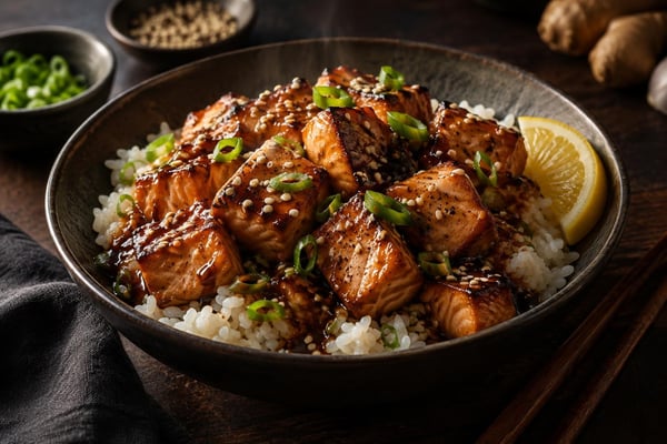 Weeknight Soy Honey Salmon Bites Weeknight Soy Honey Salmon Bites recipe from Quarter Hour Table