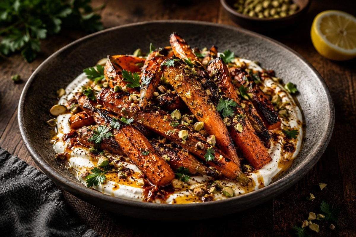 Hand-Cut Charred Carrot Harissa Yogurt Hand-Cut Charred Carrot Harissa Yogurt recipe from Copper Ladle Studio