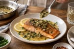Seared Salmon Lemon Caper Sauce recipe from Harbor Spoon Kitchen