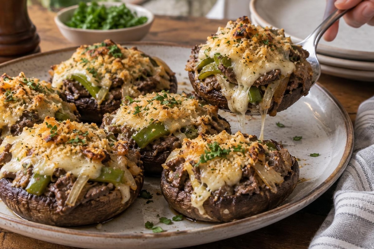 Philly Steak Stuffed Mushrooms Philly Steak Stuffed Mushrooms recipe from Ketolite Table