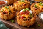 Cheesy Turkey Taco Tater Tot Cups recipe from Little Fork Academy