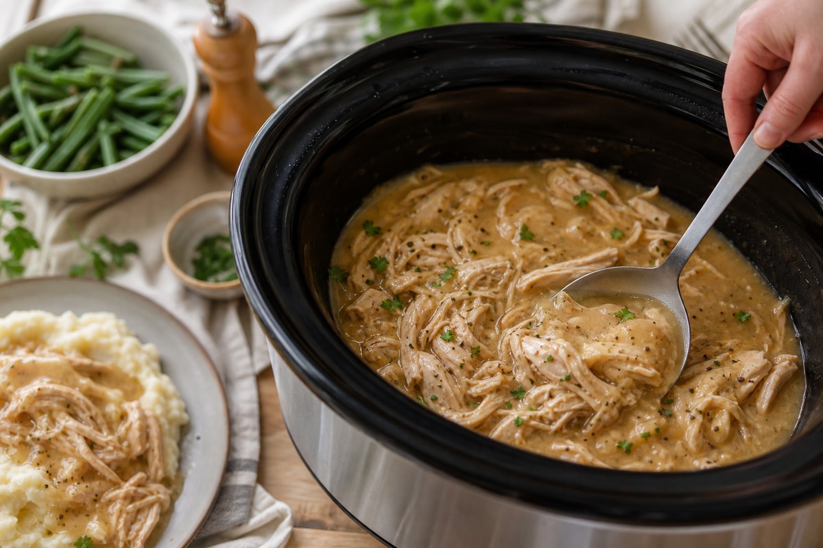 Slow Cooker Chicken and Gravy recipe from Ember Pot