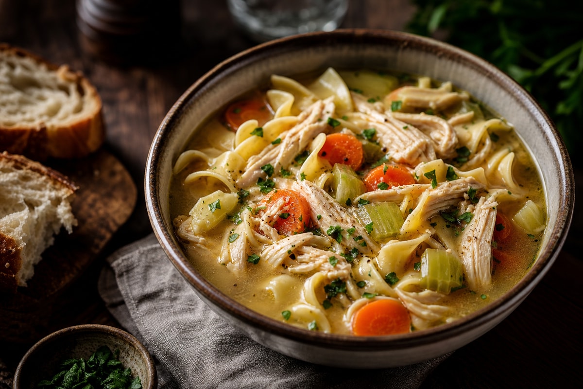 Slow Cooker Chicken Noodle Soup recipe from Ember Pot