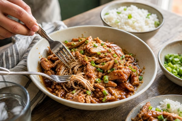 Slow Cooker Honey Garlic Chicken recipe from Ember Pot