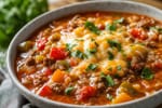 Slow Cooker Stuffed Pepper Soup recipe from Ember Pot
