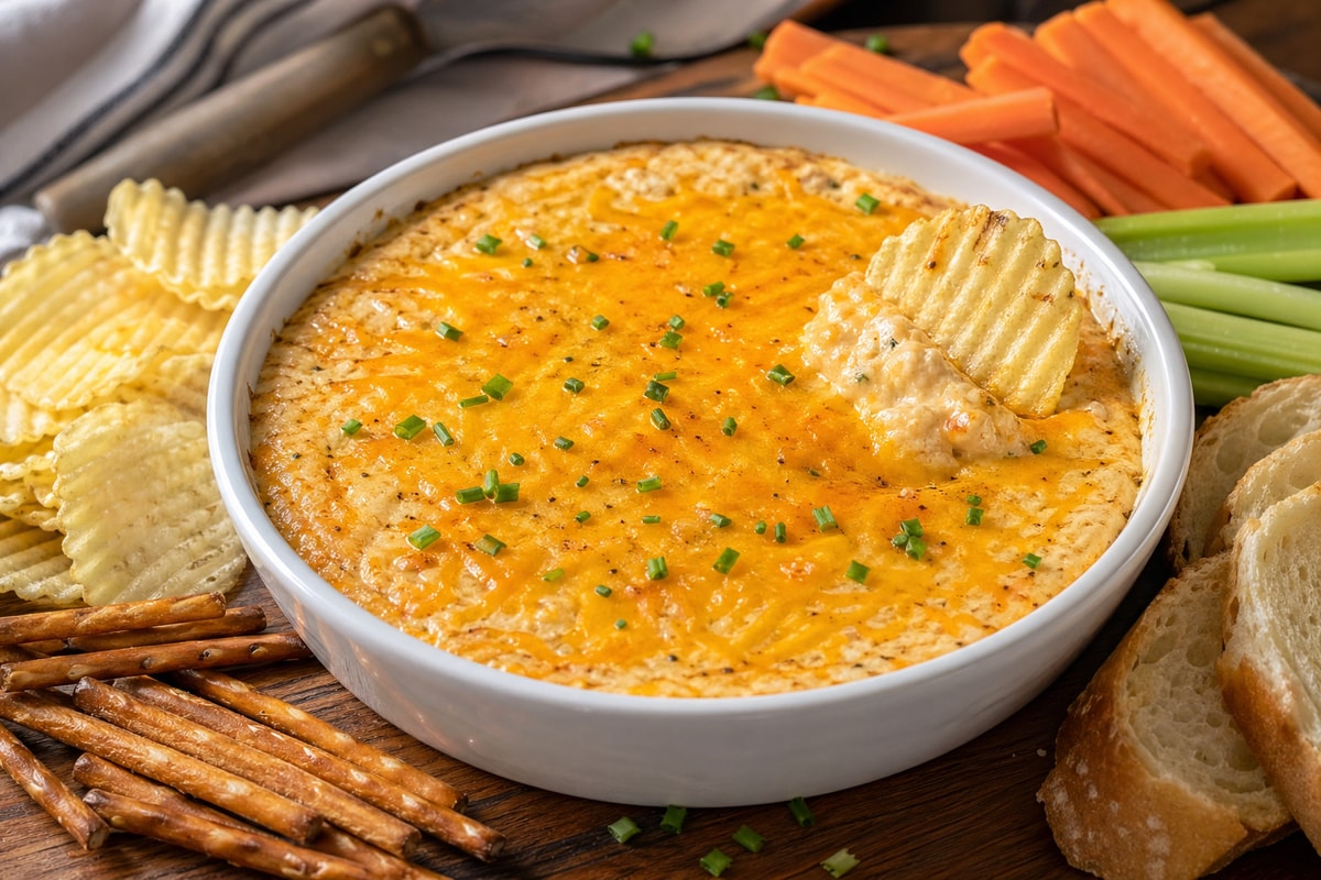 Cheddar Ranch Pub Cheese Dip recipe from The Frosted Fork