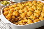 Cheeseburger Tater Tot Casserole recipe from The Frosted Fork