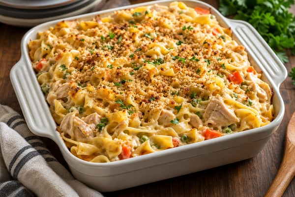 Chicken Noodle Casserole Chicken Noodle Casserole recipe from The Frosted Fork
