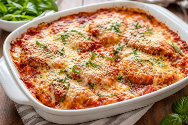 Chicken Parmesan Casserole Chicken Parmesan Casserole recipe from The Frosted Fork