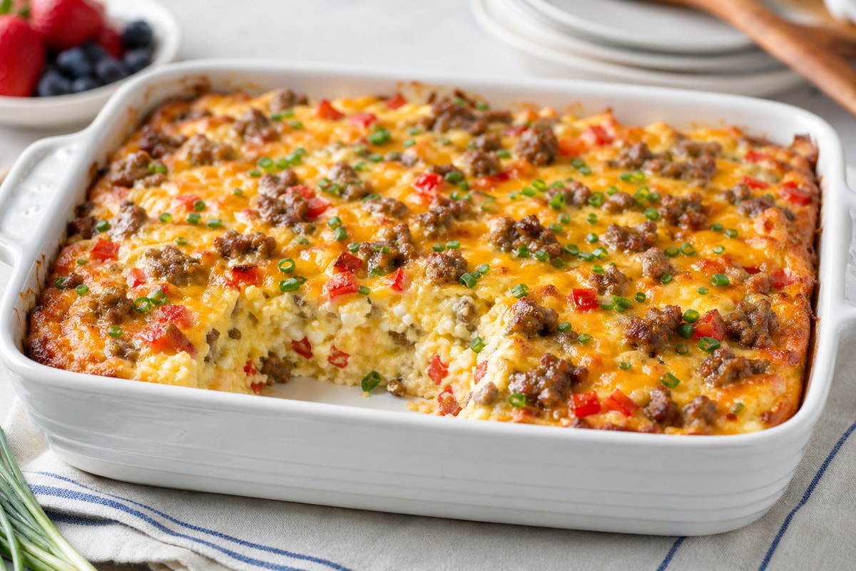 Cottage Cheese Breakfast Casserole recipe from The Frosted Fork
