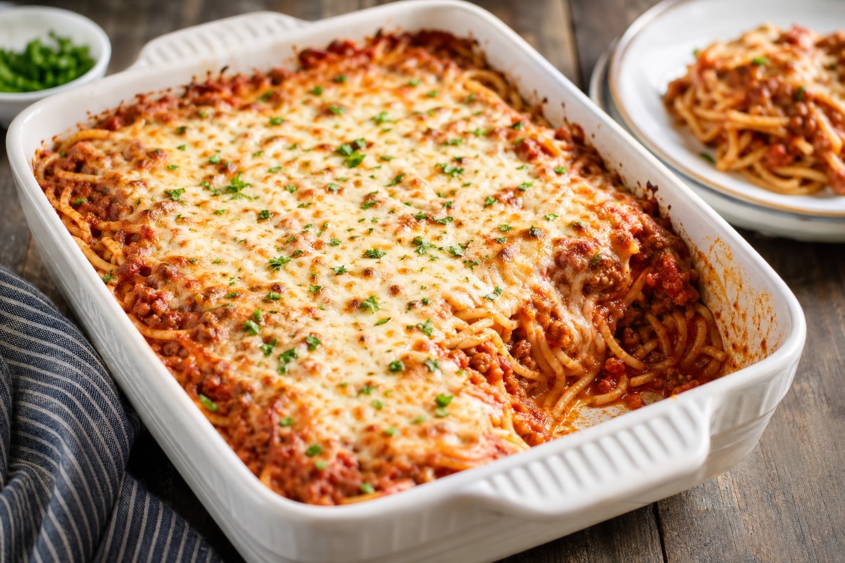 The Ultimate Baked Spaghetti recipe from The Frosted Fork
