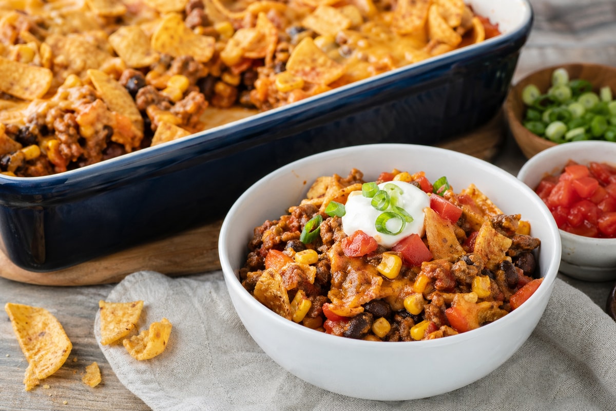Walking Taco Casserole with Tortilla Chip Walking Taco Casserole with Tortilla Chip recipe from The Frosted Fork