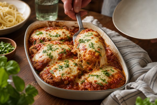 Baked Chicken Parmesan with Fresh Herbs Baked Chicken Parmesan with Fresh Herbs recipe from Hearthday Table