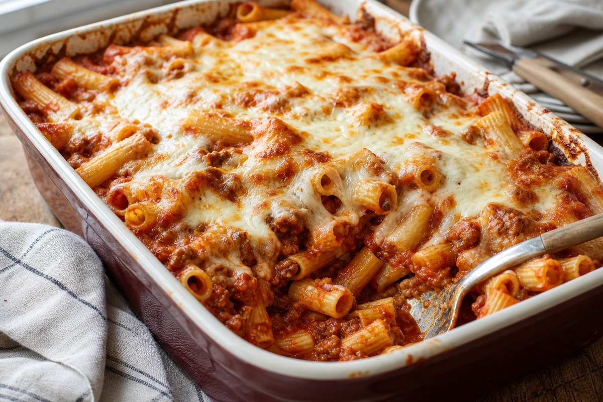 Baked Ziti recipe from Hearthday Table
