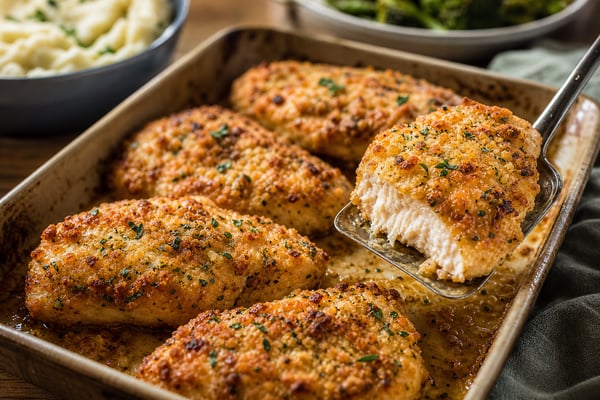 Parmesan Crusted Chicken Parmesan Crusted Chicken recipe from Hearthday Table