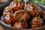 Slow Cooker Bourbon Meatballs recipe from Derek's Table