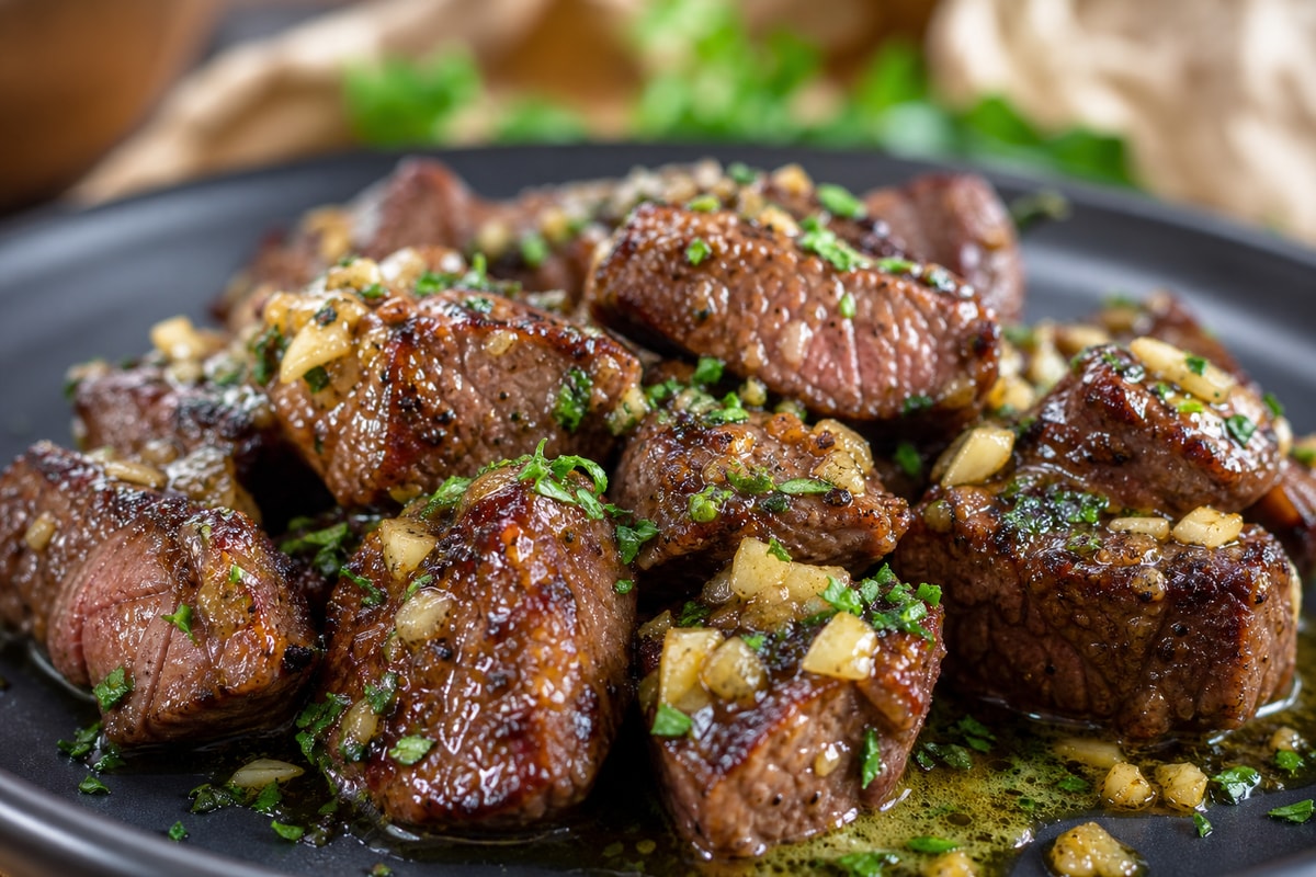 Garlic Butter Steak Bites with Fresh Herbs recipe from Simone's Protein Plate
