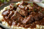 Slow Cooker Beef Tips recipe from Simone's Protein Plate